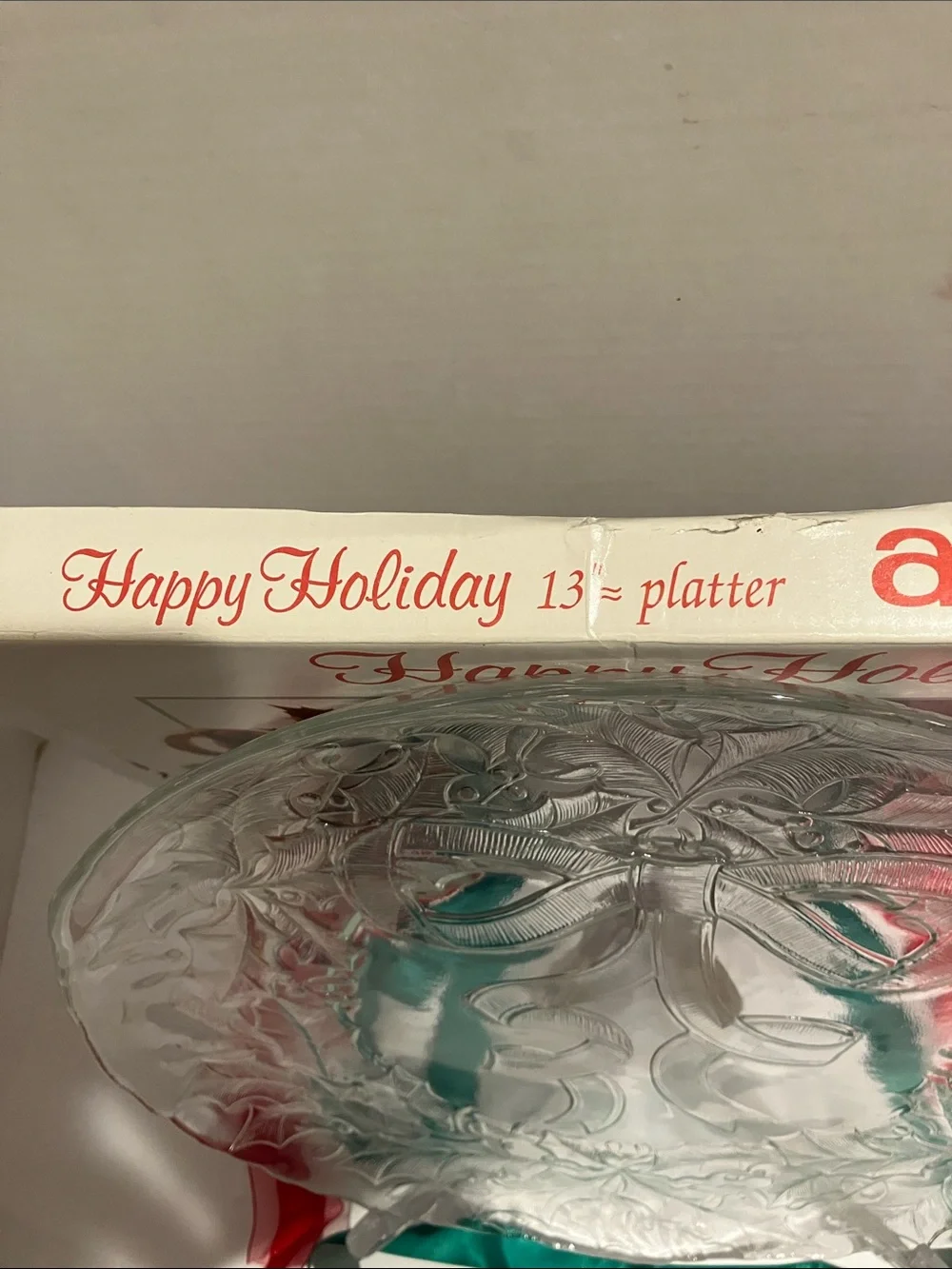 Arcoroc Silver Embossed Holiday Serving Platter